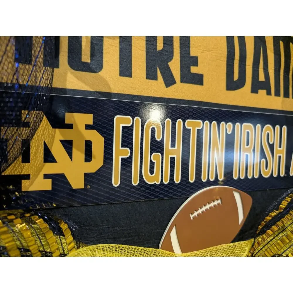 Notre Dame Fighting Irish Handmade Football Wreath GameDay Front Door Decor